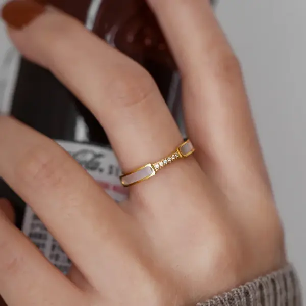 Wholesale Simple Style Geometric Titanium Steel Plating Rings 1 Piece