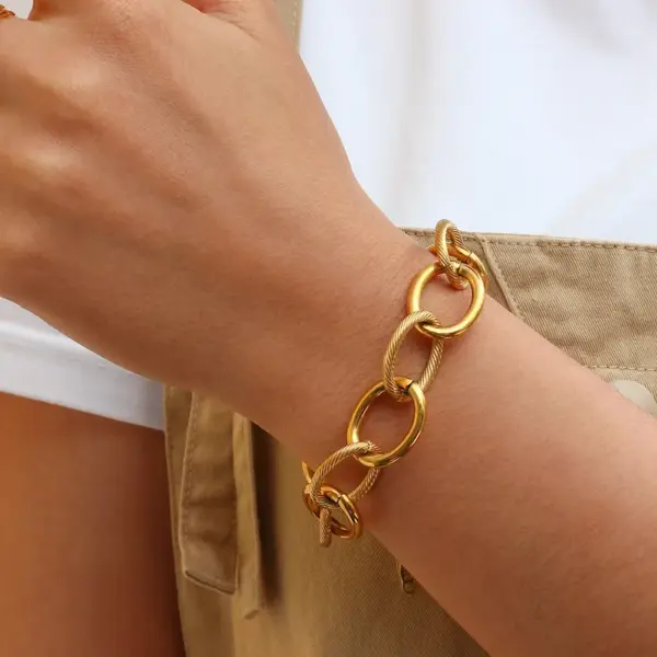 PVD Coated Real Gold Plated 18K Gold Geometric 304 Stainless Steel Simple Style Waterproof Non Tarnish 304 Stainless Steel Necklace