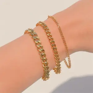 Wholesale PVD Coated 14K Gold Real Gold Plated U Shape Stainless Steel Fashion Waterproof Non Tarnish 304 Stainless Steel Bracelets