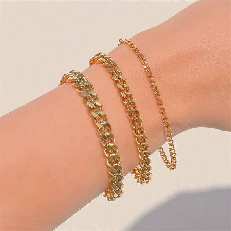 Wholesale PVD Coated 14K Gold Real Gold Plated U Shape Stainless Steel Fashion Waterproof Non Tarnish 304 Stainless Steel Bracelets