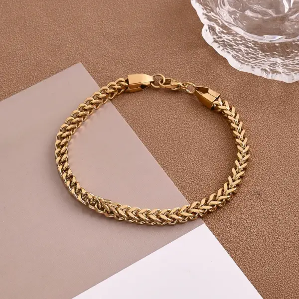 Wholesale Casual Vacation Color Block 304 Stainless Steel 18K Gold Plated Cuban Link Chain Curb Chain Handmade Chain Bracelets In Bulk