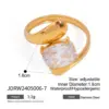 Wholesale 304 Stainless Steel Geometric Square PVD Coated Zircon 18K Real Gold Plated Real Gold Plated IG Style Waterproof Non Tarnish Inlay Gold Open Rings Rings