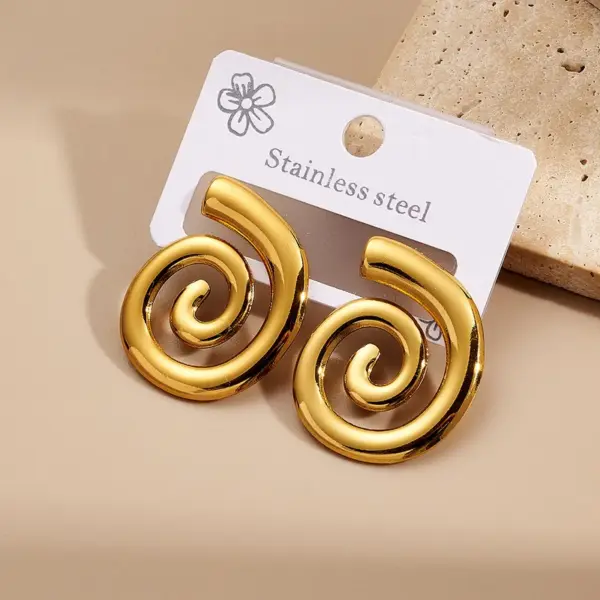 Wholesale Spiral Butterfly Knot Leaf Letter B Earrings Fashionable Stainless Steel 201 Gold Plated Women's Jewelry Accessories