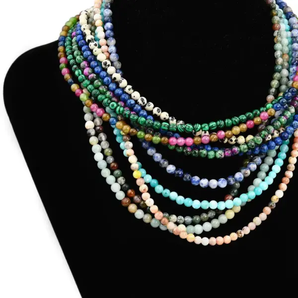 Wholesale Casual Geometric 304 Stainless Steel Artificial Gemstones Natural Stone Vacuum Plating Beaded Chain Necklace In Bulk
