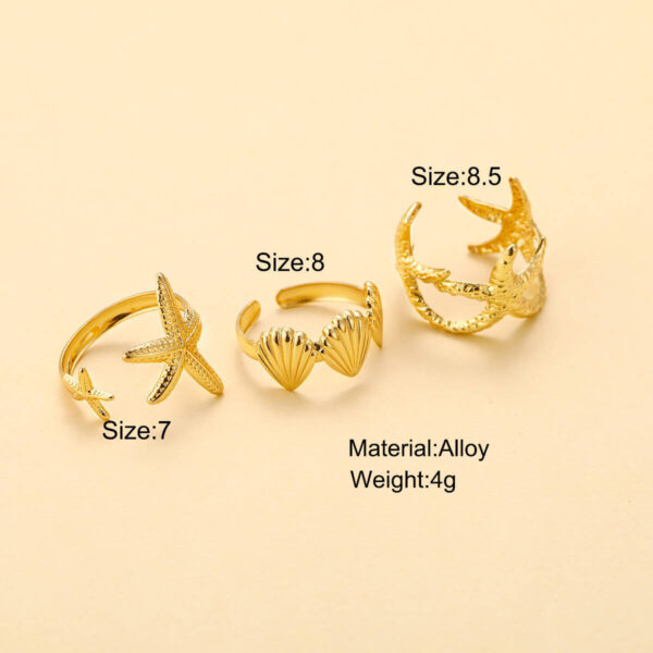 Wholesale Cross-border Europe and the United States New Beach Style Leisure Starfish Shell Opening Ring Ocean Vacation Women's Bracelet 3-piece Set