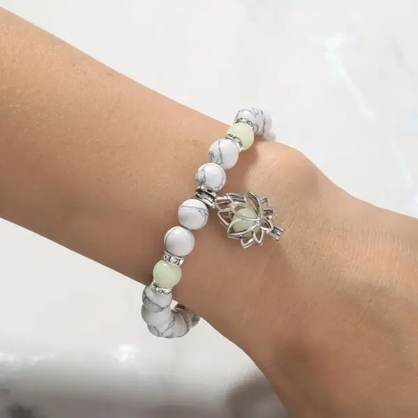 Wholesale Hip-hop Lotus Alloy Beaded Luminous Inlay Zircon Bracelets