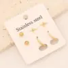 1 Set Commute Star Heart Shape Plating Stainless Steel 18K Gold Plated Earrings Ear Studs