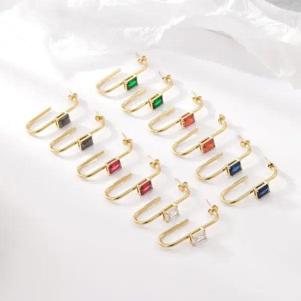 Wholesale PVD Coated 18K Gold Real Gold Plated Geometric 304 Stainless Steel Classic Style Waterproof Non Tarnish Earrings