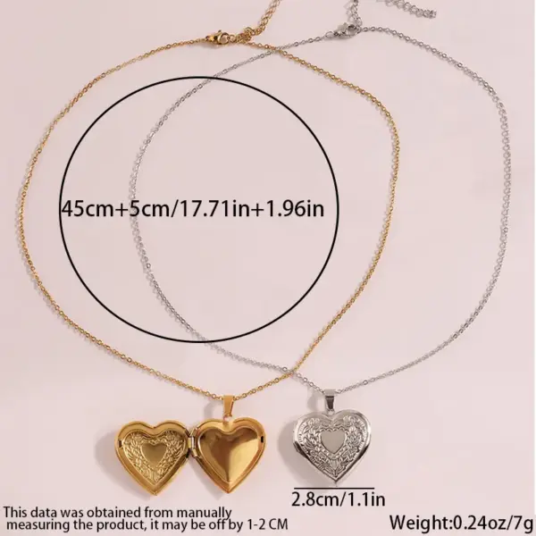 PVD Coated Real Gold Plated 18K Heart Shape 304 Stainless Steel Elegant Simple Style Waterproof Non Tarnish Pendant Necklace