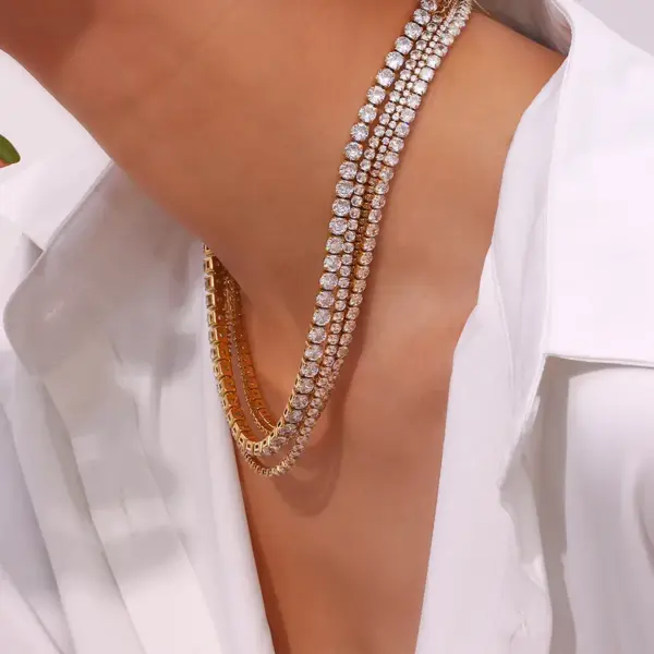 Wholesale PVD Coated Real Gold Plated 18K Gold Geometric Titanium Steel Elegant Glam Waterproof Non Tarnish 304 Stainless Steel Necklace