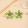Wholesale 925 Silver Needle Spring and Summer New Arrival Flower Earrings Women's Sweet Girly Elegant Metal Spray-painted Five-leaf Flower Stud Earrings