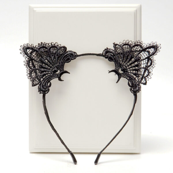 Wholesale Foreign trade cute sexy black lace cat ear hair band lace hair band headdress adult