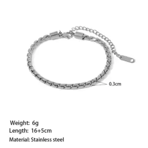【XKB2204】 3mmS Chain Bracelet / Steel Color