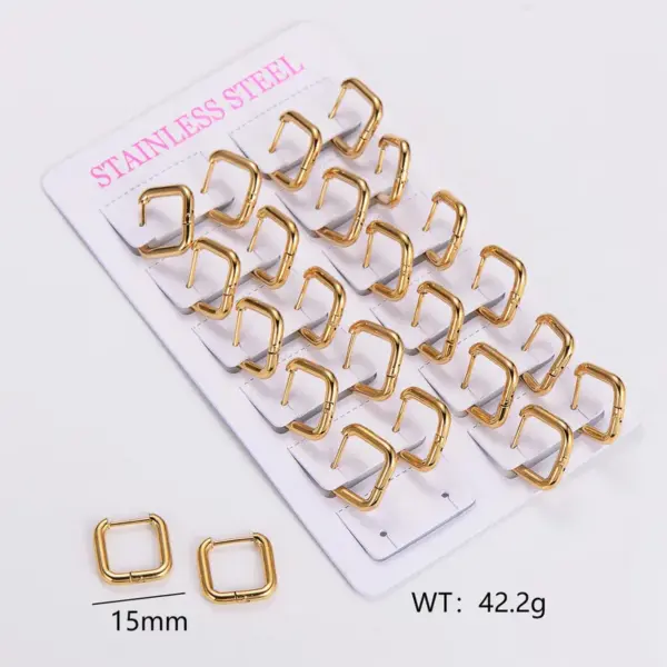 Wholesale 303 Stainless Steel Stainless Steel Solid Color Electroplating Imitation Gold Simple Style Asymmetrical Plating Gold Hoop Earrings
