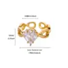 Wholesale 304 Stainless Steel Copper Star Heart Shape Butterfly Electroplating PVD Coated Zircon 18K Gold Plated White Gold Plated Elegant Classical Novelty Plating Open Rings Rings