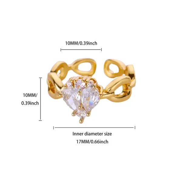 Wholesale 304 Stainless Steel Copper Star Heart Shape Butterfly Electroplating PVD Coated Zircon 18K Gold Plated White Gold Plated Elegant Classical Novelty Plating Open Rings Rings