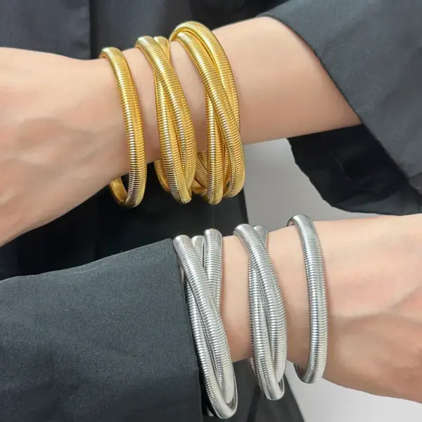 Wholesale PVD Coated 18K Gold Real Gold Plated Geometric 304 Stainless Steel 316 Stainless Steel Hip-Hop Simple Style Commute Waterproof Non Tarnish Bracelets Earrings Necklace