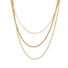 PVD Coated Real Gold Plated 18K Gold Solid Color 304 Stainless Steel Simple Style Commute Waterproof Non Tarnish 304 Stainless Steel Three Layer Necklace