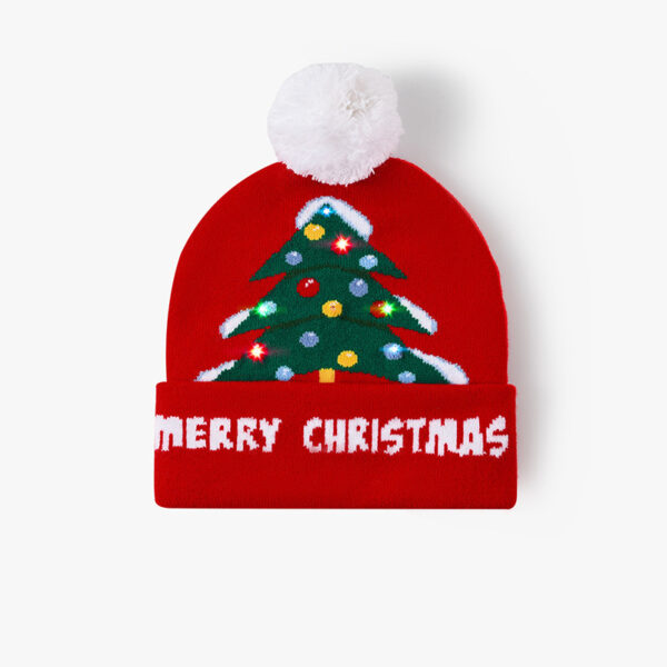 Wholesale Foreign Trade Cross-Border Hot-Selling Led Christmas Hats, Luminous Christmas Decoration Woolen Hats, Lanterns, Party Knitted Hats