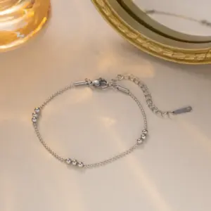 BY Rice Bead Chain Bracelet / Steel Color