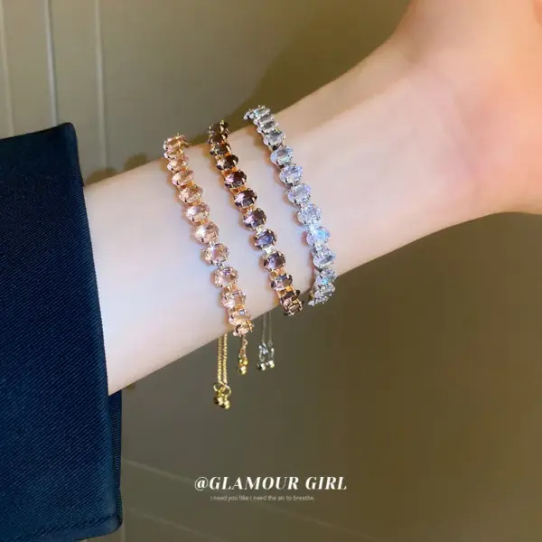 Wholesale Modern Style Geometric Copper Inlay Zircon Bracelets