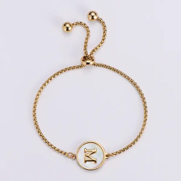 PVD Coated 18K Gold Plated Letter 304 Stainless Steel Simple Style Waterproof Non Tarnish 304 Stainless Steel Bracelets