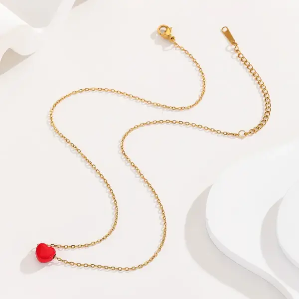 Wholesale Jewelry Cute Simple Style Heart Shape Stainless Steel 18K Gold Plated Plating Pendant Necklace