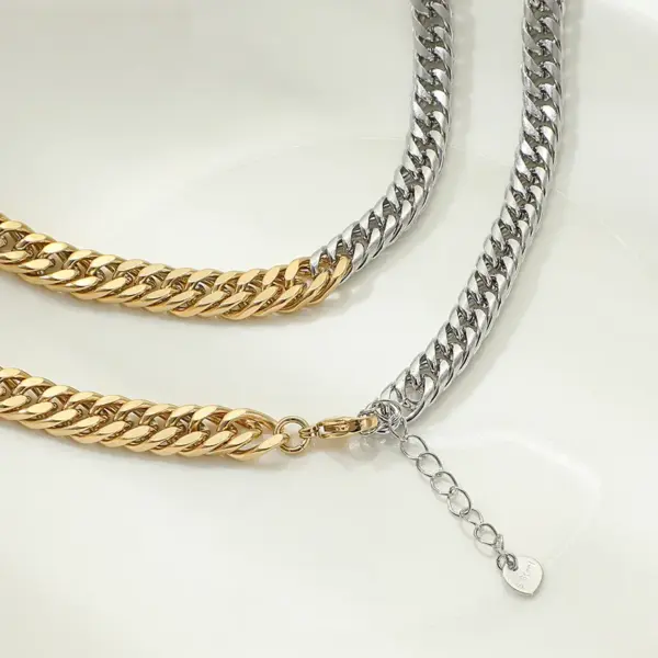 Wholesale Vacuum Plating Real Gold Plated Geometric 304 Stainless Steel Fashion Waterproof Non Tarnish Necklace