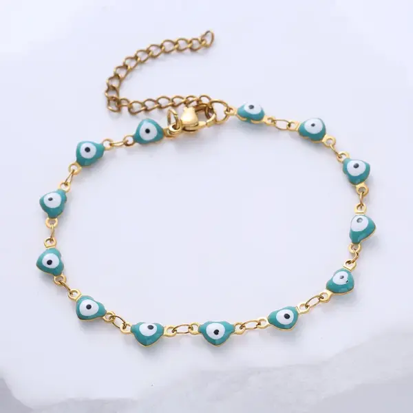 Classic Style Devil'S Eye Heart Shape 304 Stainless Steel 18K Gold Plated No Inlaid Stainless Steel Bracelets In Bulk