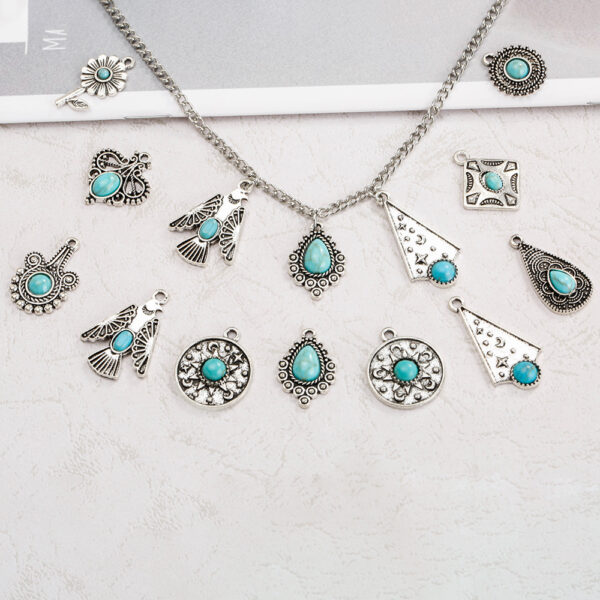 Wholesale Cross-border European and American Personality Bohemian Ethnic Style Turquoise Inlaid Necklace Bracelet diy Jewelry Accessories Accessories
