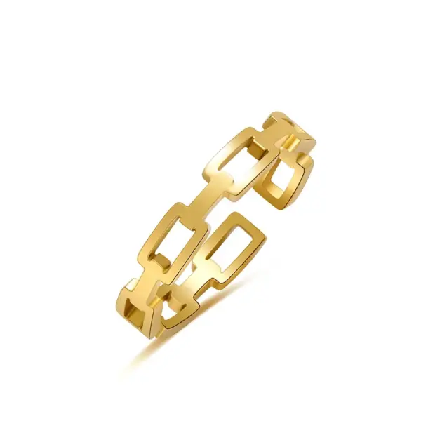 PVD Coated 18K Gold Real Gold Plated Geometric 304 Stainless Steel Simple Style Waterproof Non Tarnish Rings