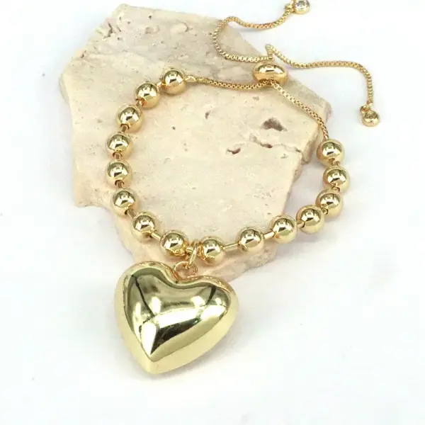 Wholesale Simple Style Heart Shape Copper Plating Gold Plated Bracelets