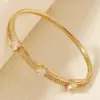 Copper Inlay Geometric Zircon Bangle
