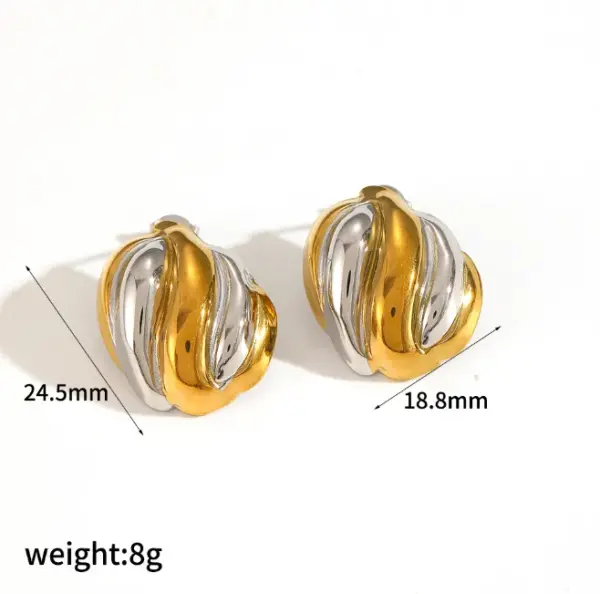 PVD Coated Real Gold Plated 18K Gold Geometric Solid Color 304 Stainless Steel Exaggerated IG Style Waterproof Non Tarnish Ear Studs