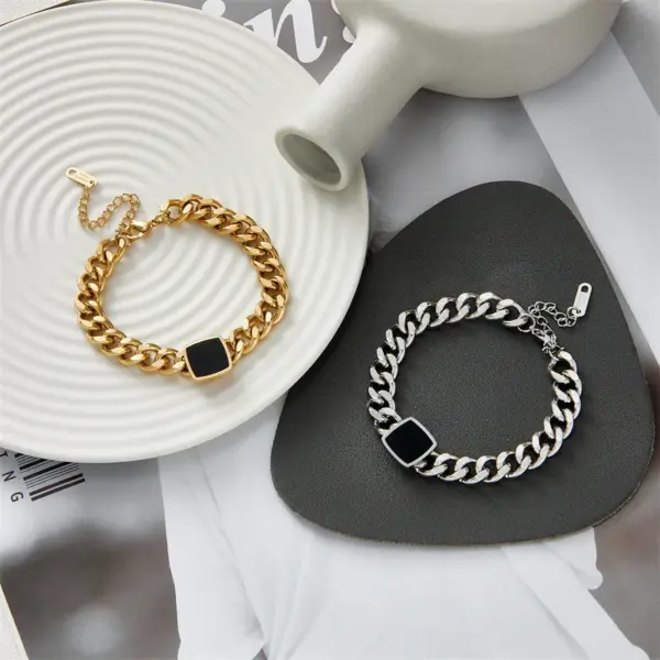 Wholesale Hip-Hop Geometric Stainless Steel No Inlaid Bracelets In Bulk