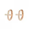 Wholesale Simple Style Cross Copper Earrings Inlay Zircon Copper Earrings