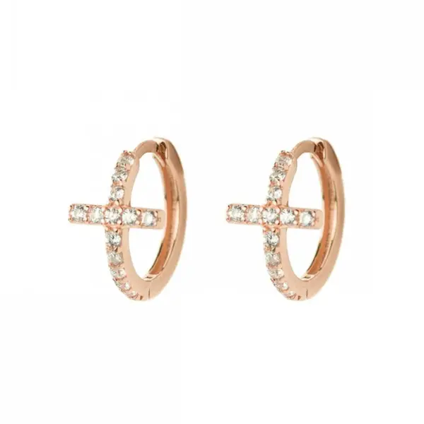 Wholesale Simple Style Cross Copper Earrings Inlay Zircon Copper Earrings