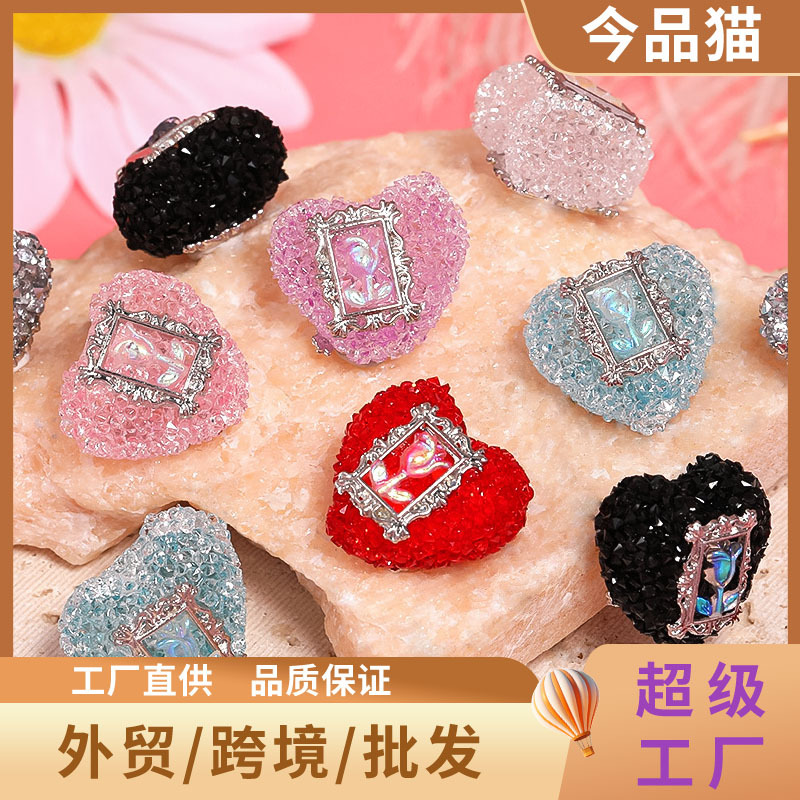 Wholesale Rose photo frame with heart-shaped soft sugar rhinestone ball
