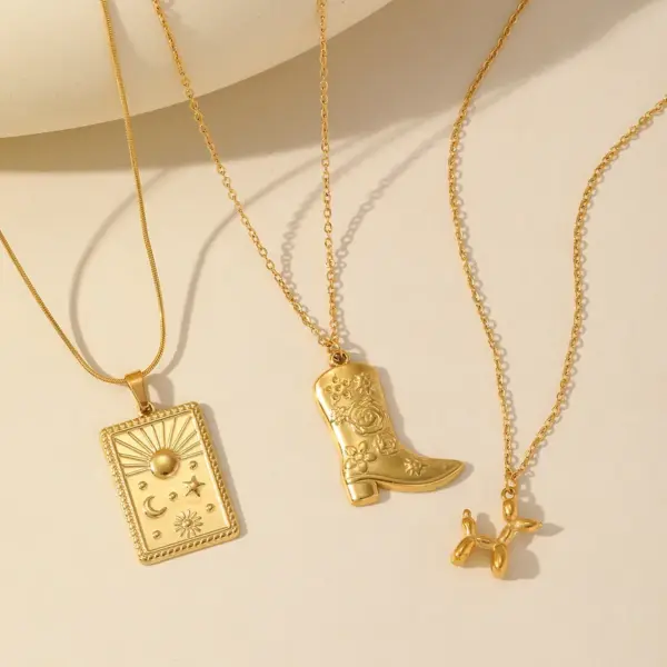 Wholesale Jewelry Casual Cute Dog Boots 304 Stainless Steel 18K Gold Plated Pendant Necklace