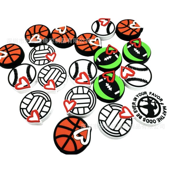 Wholesale [Hongzhou] ball sports theme new food grade silicone diy string pen keychain loose beads in stock