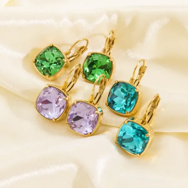 Wholesale PVD Coated 14K Gold Real Gold Plated Geometric 304 Stainless Steel Retro Roman Style Waterproof Non Tarnish Drop Earrings