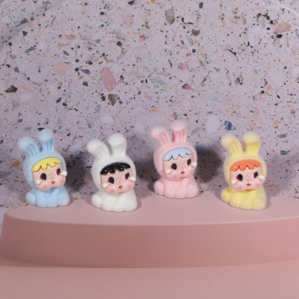 Wholesale Cartoon Resin Flocking Rabbit with Holes Trendy Play Doll Ornaments DIY Beaded Pen Accessories Jewelry Pendant Ornaments