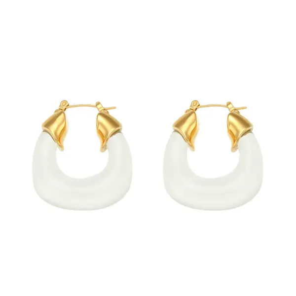 PVD Coated Real Gold Plated 18K Gold U Shape 304 Stainless Steel Waterproof Non Tarnish Hoop Earrings