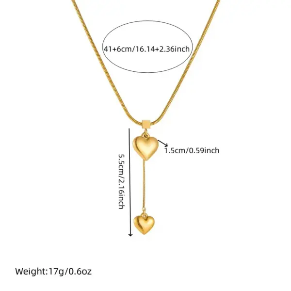 Wholesale Jewelry Vacation Classic Style Heart Shape 304 Stainless Steel Plating Pendant Necklace Snake Chain