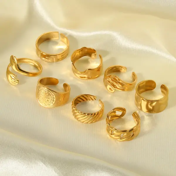 PVD Coated 18K Gold Real Gold Plated Geometric Heart Shape Stainless Steel Vintage Style Waterproof Non Tarnish Open Ring