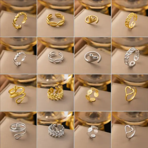 PVD Coated Real Gold Plated Solid Color Titanium Steel Simple Style Waterproof Non Tarnish Rings