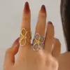 Wholesale Ion Plating (IP) 18K Gold Plated Flower 304 Stainless Steel Elegant Glam Hip-Hop Waterproof Non Tarnish Open Rings
