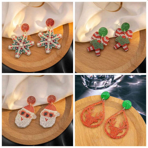 Wholesale Christmas Cute Christmas Tree Snowflake Earrings