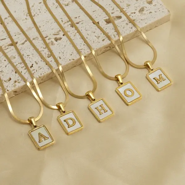 Wholesale PVD Coated 18K Gold Plated Letter Stainless Steel Casual French Style Waterproof Non Tarnish 304 Stainless Steel Pendant Necklace