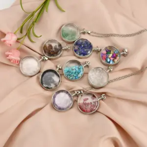 Wholesale Ethnic Style Round Natural Stone Pendant Necklace In Bulk